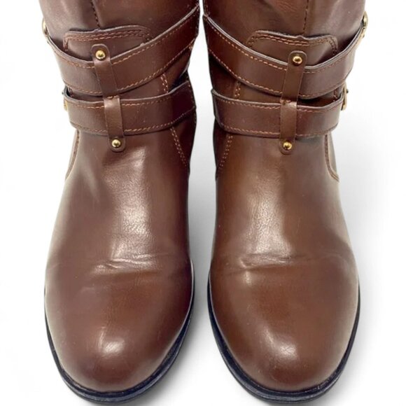 Arizona Riding Boots Women's 7.5 Brown Faux Leather Tall Memory Foam Lined New - Picture 7 of 8